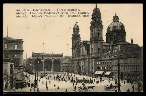 AK München, Odeonsplatz mit Theatinerkirche