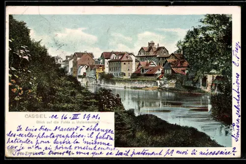 AK Kassel, Blick auf die Fulda und Unterneustadt
