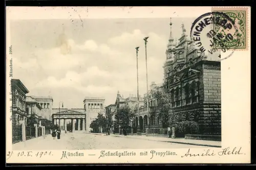 AK München, Schackgalerie mit Propyläen