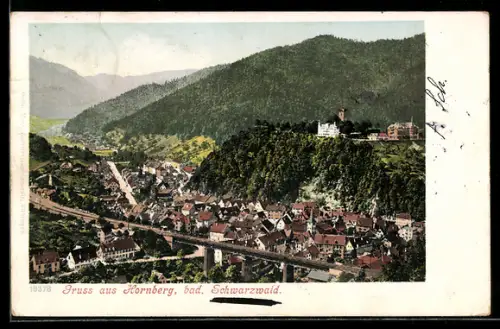 AK Hornberg / bad. Schwarzwald, Totalansicht, Luftbild
