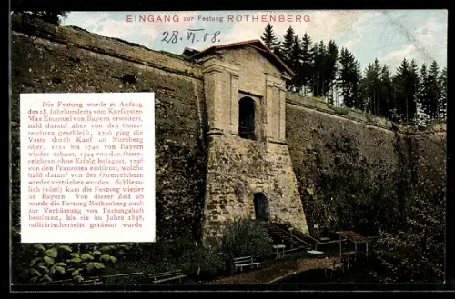 AK Schnaittach, Eingang zur Festung Rothenberg, Legende der Festung