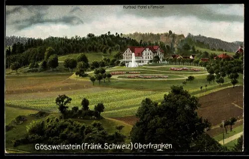 Künstler-AK Gössweinstein /Fränk. Schweiz, Kurbad-Hotel & Pension