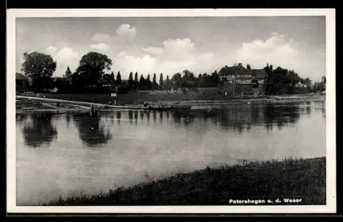 AK Petershagen a. d. Weser, Uferpartie