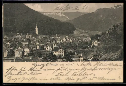 AK Urach, Teilansicht mit Kirche