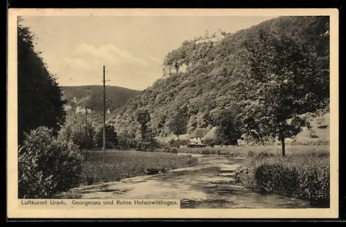 AK Bad Urach, Georgenau und Ruine Hohenwittlingen