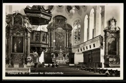 AK Dillingen, Stadtpfarrkirche, Innenansicht