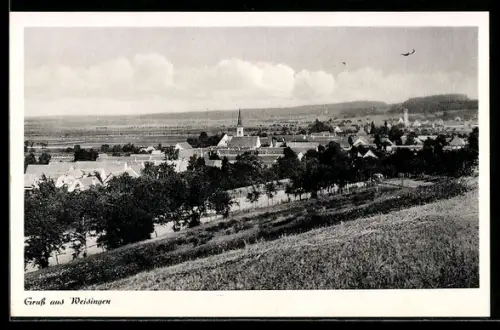 AK Weidingen, Teilansicht mit Kirche