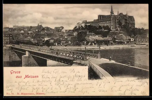 AK Meissen, Schloss mit Brücke
