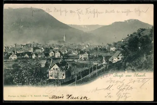AK Urach, Teilansicht mit Kirche