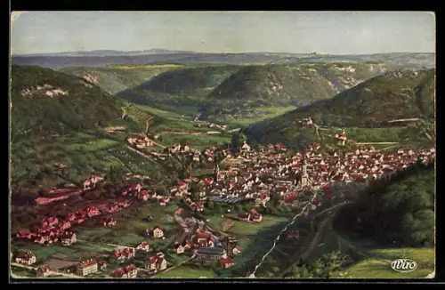 AK Bad Urach, Gesamtansicht aus Vogelschau
