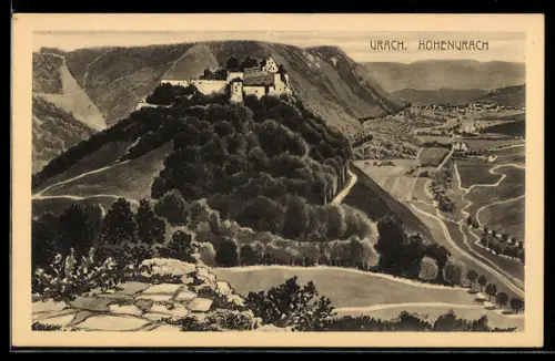 AK Bad Urach, Hohenurach, Burg und Talansicht