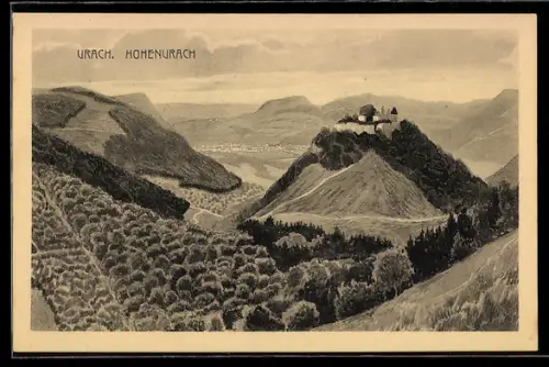 Künstler-AK Urach, Hohenurach, Panorama mit Schloss