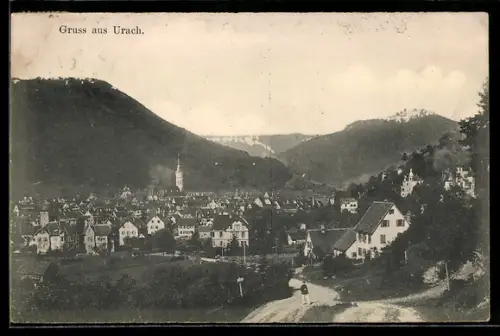 AK Urach, Teilansicht mit Kirche