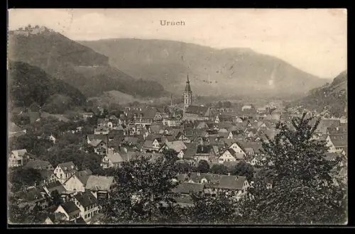 AK Urach, Teilansicht mit Kirche