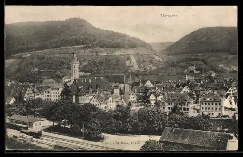 AK Urach, Bahnhof und Kirche