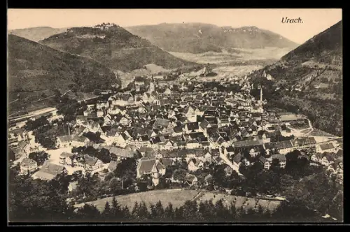 AK Urach, Teilansicht mit Kirche