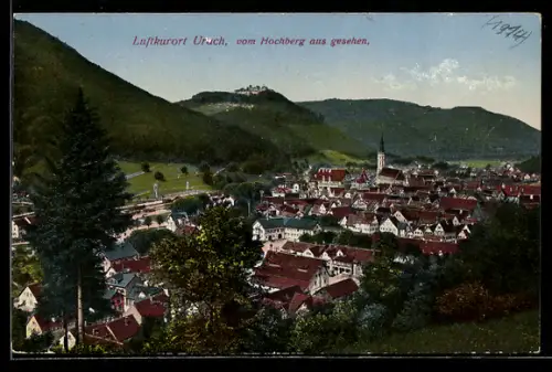 AK Urach, Teilansicht mit Kirche vom Hochberg aus