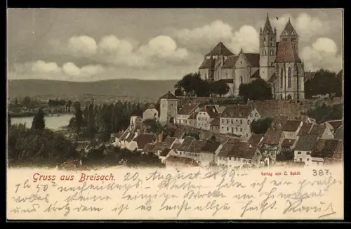 AK Breisach, Münster, Ortsansicht, Rhein