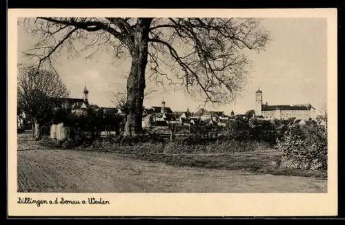 AK Dillingen a.d. Donau, Ortspanorama von Westen mit Schloss