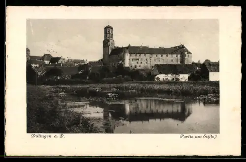 AK Dillingen a. D., Partie am Schloss vom Wasser aus