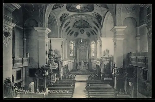 AK Dillingen a. D., Stadtpfarrkirche, Innenansicht