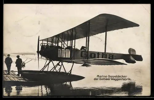 Foto-AK Sanke Nr. 903: Wasserflugzeug, Marine-Doppeldecker der Gothaer Waggonfabrik