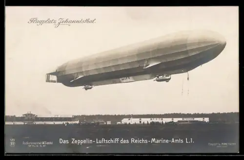 AK Berlin-Johannisthal, Flugplatz, Zeppelin-Luftschiff des Reichs-Marine-Amts