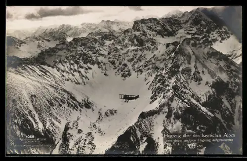 Foto-AK Sanke Nr. 37: Flugzeug über den bayrischen Alpen