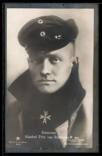 Foto-AK Sanke Nr. 503: Porträt Rittmeister Manfred Freiherr von Richthofen in Uniform
