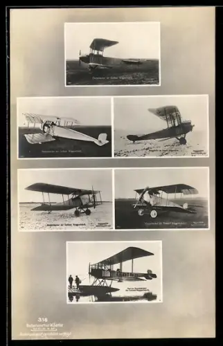 AK Sanke Nr. 316: Doppeldecker und Marine Doppeldecker der Gothaer Waggonfabrik