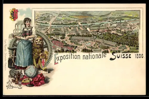 Lithographie Geneve, Exposition nationale Suisse 1896