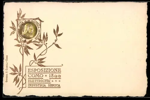 Präge-AK Como, Esposiziione Como 1899, Elettricita, Industria Serica
