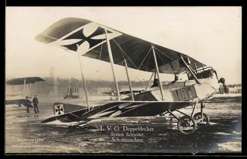 AK Sanke Nr. 275, L.V.G. Doppeldecker, System Schneider, Schulmaschine