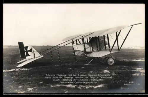 AK Sanke Nr.278, Flugzeug mit Eisernen Kreuz vor Start