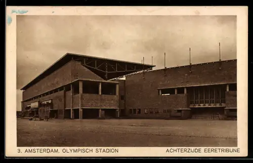 AK Amsterdam, Olympische Spiele 1928, Stadion, Rückseite der Ehrentribüne