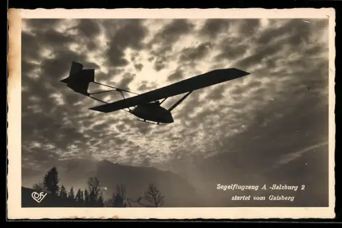 AK Segelflugzeug A-Salzburg 2 started von Gaisberg