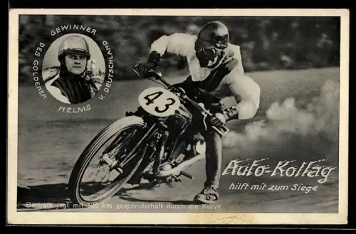 AK Motorradfahrer Bertram, Gewinner d. goldenen Helms v. Deutschland