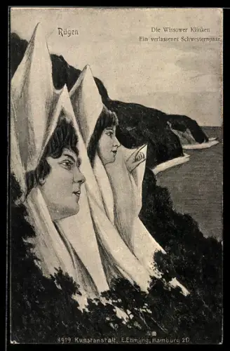 AK Stubbenkammer /Rügen, Das verlassene Geschwisterpaar, Berg mit Gesicht / Berggesichter