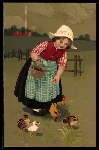 Künstler-AK Fritz Baumgarten: When the chicken makes a chuckle, Every mickle is a muckle