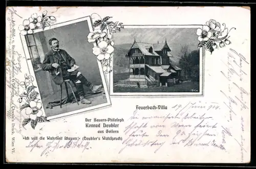 AK Goisern, Bauern-Philosoph Konrad Deubler, Feuerbach-Villa