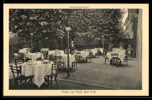 AK Bad Ischl, Hotel zur Post, Gartenrestaurant