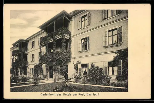 AK Bad Ischl, Gartenfront des Hotels zur Post