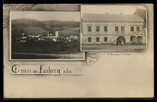 AK Lasberg /O. Östr., M. Greslehner`s Gasthaus und Totalansicht