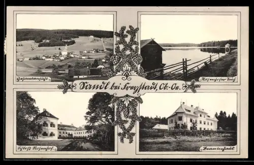 AK Sandl, Ortsansicht, Schloss Rosenhof, Rosenhofer Teich, Grosses Anwesen