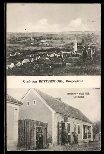 AK Rattersdorf /Burgenland, Rudolf Supper`s Handlung, Ortsansicht