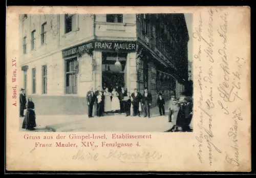 AK Wien, Gasthaus Gimpel-Insel v. Franz Mauler, Fenzlgasse 4