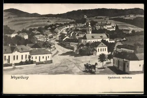 AK Weyerburg, Ortsansicht aus der Vogelschau