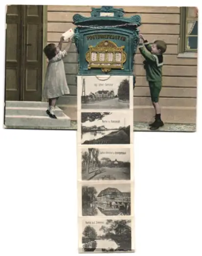 Leporello-AK Uelzen, Briefkasten, Gudesstrasse, Realgymnasium, Aussenmühle