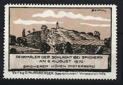 Reklamemarke Spichern, Denkmäler der Schlacht bei Spichern, Spicherer Höhen 6.8.1870