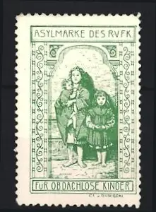 Reklamemarke Asylmarke des R.V.F.K., Obdachlose Kinder, Kindergruppe